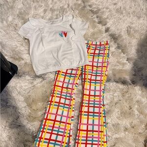 Epic Threads White Tee with Multicolor Plaid Pants
